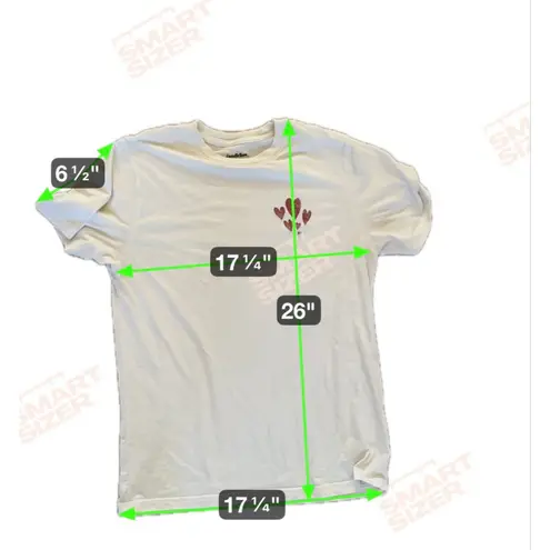 Goodfellow & Co Women's Cream Short Sleeve Tee with Red Hearts S