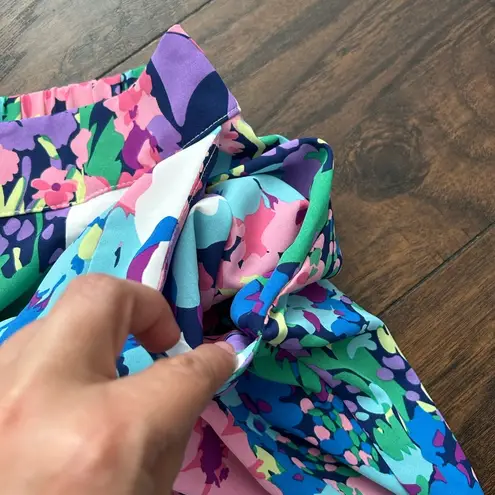 Women’s Stitch and Feather floral print pants medium Blue