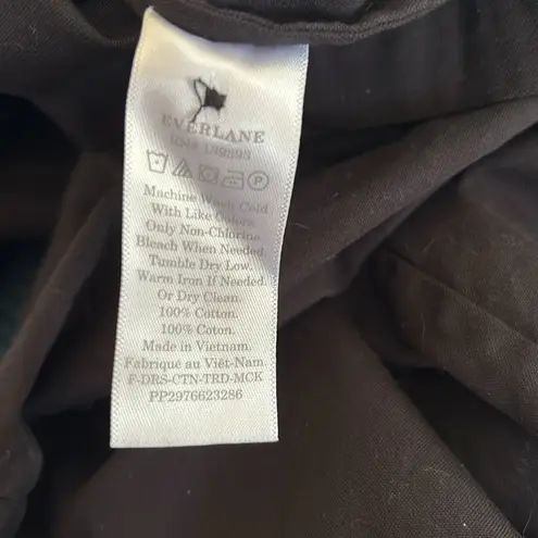 Everlane Cotton Popover Tiered Midi Dress Sz M Black High Neck Cottagecore Loose