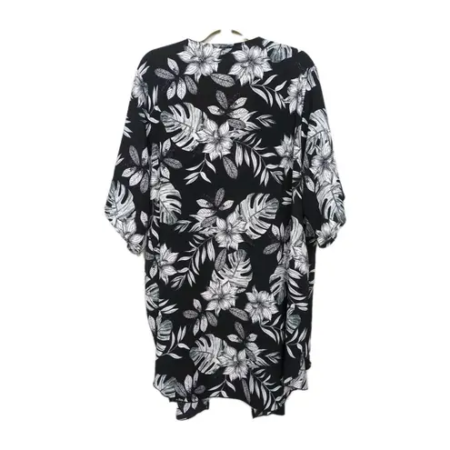 Pinkblush Black White Floral Print Open Front Kimono Women's Maternity XL/XXL