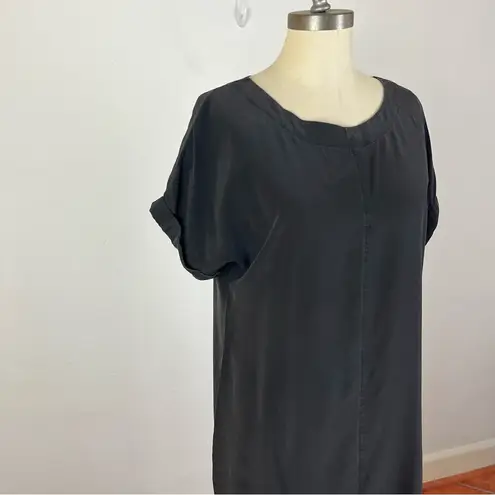 Everlane  Black Silk Short Sleeve Shirt Dress