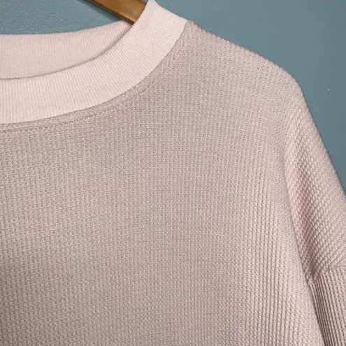 Blush Pink Long Sleeve Waffle Knit Crewneck Pullover Tunic XL