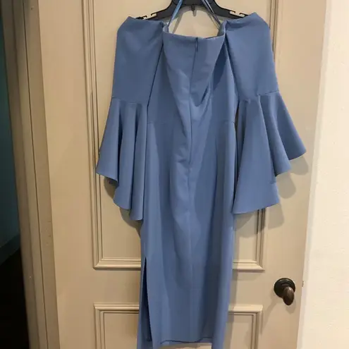 Milly Selena Blue Off the Shoulder Midi Column Dress New w/ Tags Formal Size 4