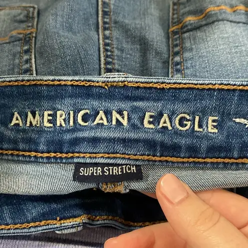 American Eagle  super stretch distressed hi-rise denim shortie button fly size 0