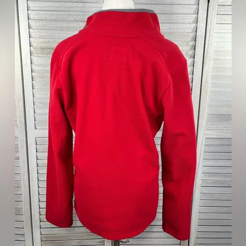 Old Navy  Women's Quarter Zip Fleece Jacket Red w Gray Trim-Large