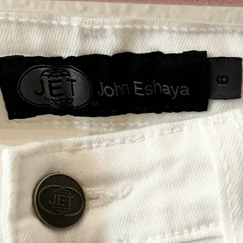 JET Rainbow Stripe White Raw Edge Ankle Jeans 6