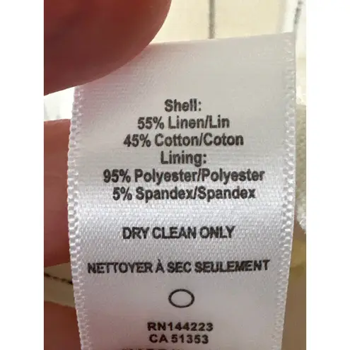 Bishop and Young Anthropologie Riviera Pinstripe Blazer Ivory Linen Blend L NWT