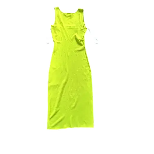 RONNY KOBO Lime Green Tank Midi Dress Square Neck Sleeveless Size Small