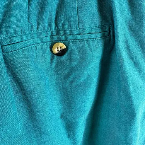 Vintage Pin Hi Arrow Teal Green High Waisted Cotton Lightweight Golf Shorts 10