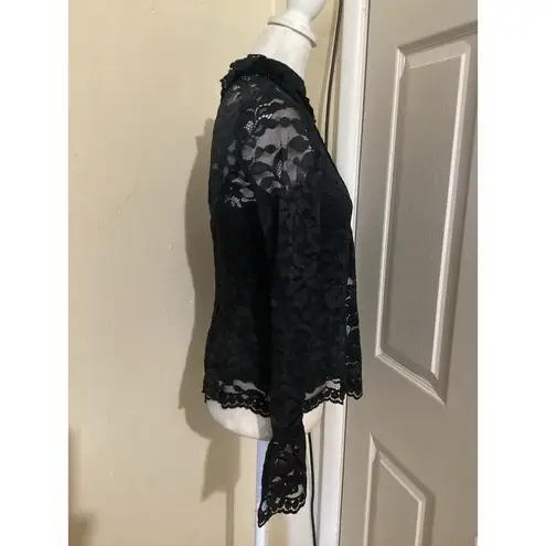 J.Crew  Black Lace Mockneck Top Long Sleeve Victorian $128 0