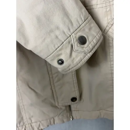 Sebby Ivory Sherpa Lined Hooded Parka Jacket Cinched Waist Cozy Winter XL