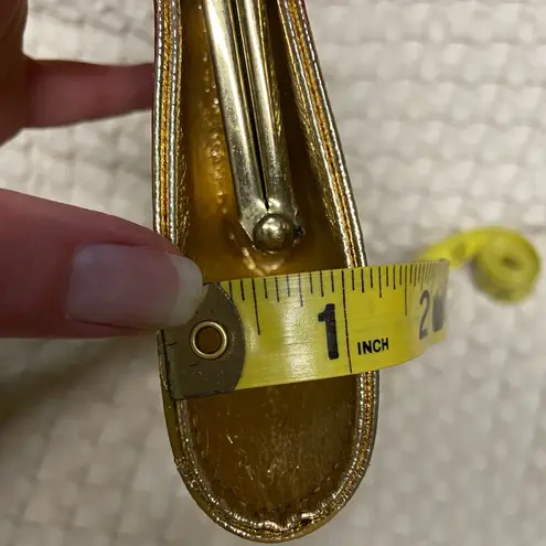 Vtg 80s Metallic Gold Clutch Hidden Chain Evening Bag Vintage