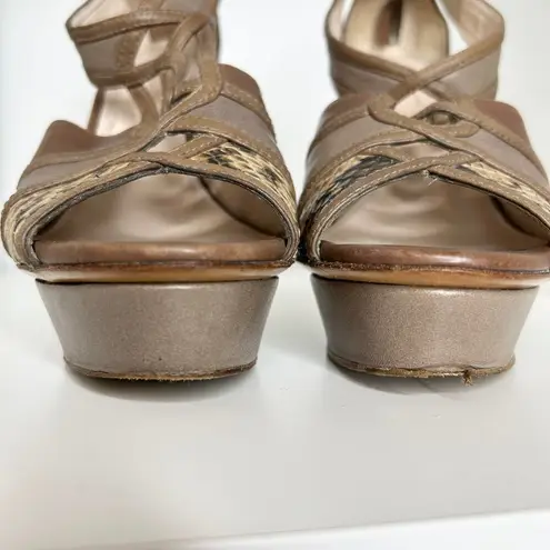 Elie Tahari High Heels Womens Size 37.5 Neutral Leather Snakeskin Baddie MobWife