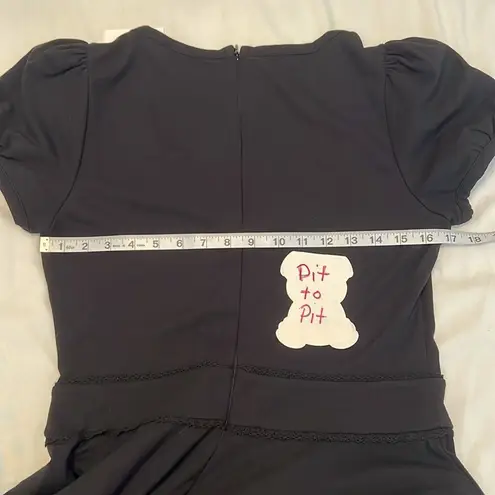 NWT Red Valentino szXL LBD with puff sleeves banded waist a bow and lacy trim Black Size XL