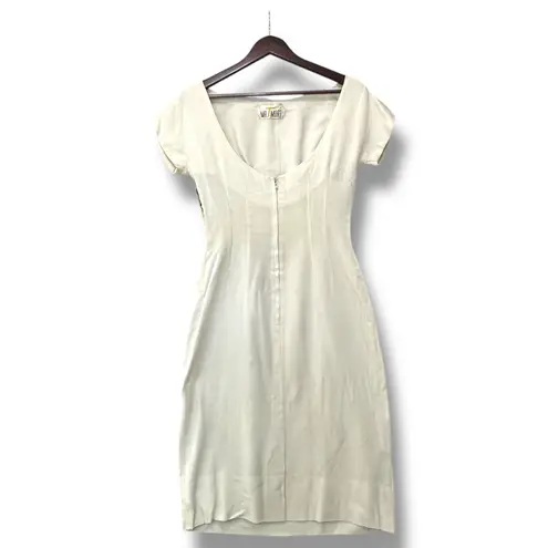 Mr Mort Vintage 1960s Ivory Gold Embroidered Sheath Dress Sz 12 Modern Sz 4/6 Brown