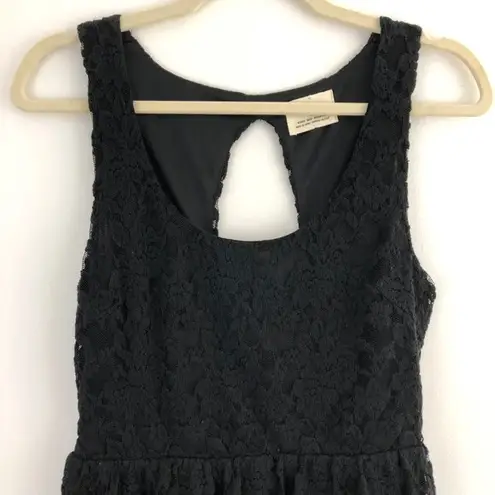 Pins & Needles Open Back Peplum Lace Dress Cut Out Sleeveless Mini Black