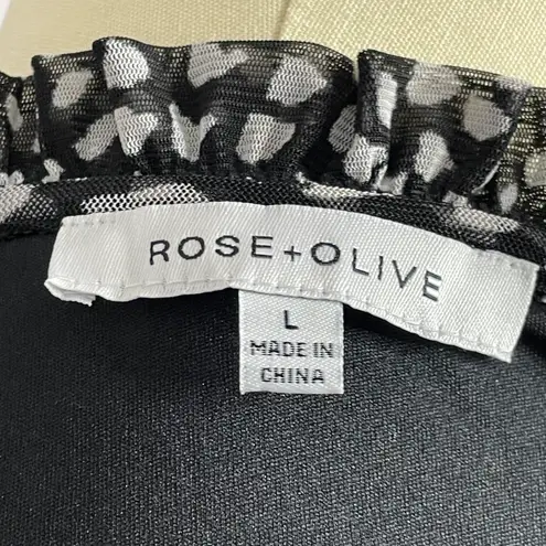 Rose + Olive Boho Peasant Tie Top Blk/White L