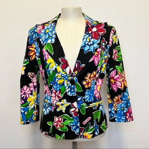 Moschino VTG Jeans Black Floral Blazer size 6