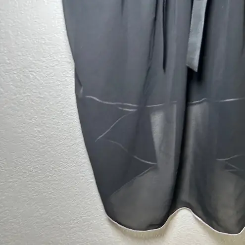 Linea Donatella Black Lace Trim Babydoll Lingerie Sheer Nightgown Bow Detail