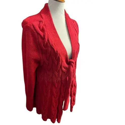 Inc International Concepts Red Cable Knit Cardigan with Tie at Chest Size X