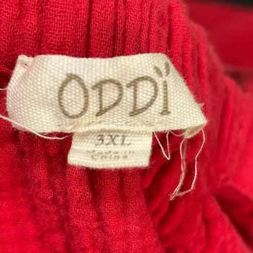 Oddy Tunic Dress Waffle Knit Square Neck Raw Edge Red Size 3XL