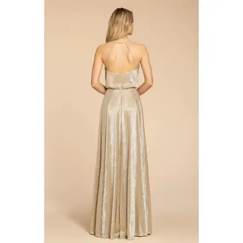 Hayley Paige Occasions  Women's Gold Metallic Bridesmaid Gown Dress Size 10, 5953