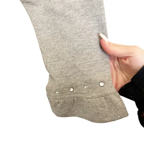 Quacker Factory Gray Gem Zipper Full Zip Sweater Sz M Size M