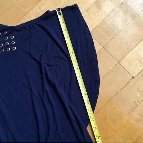 belldini Cold Shoulder Butterfly Sleeve Top, Gold Grommet, Navy Blue, Size S Blue