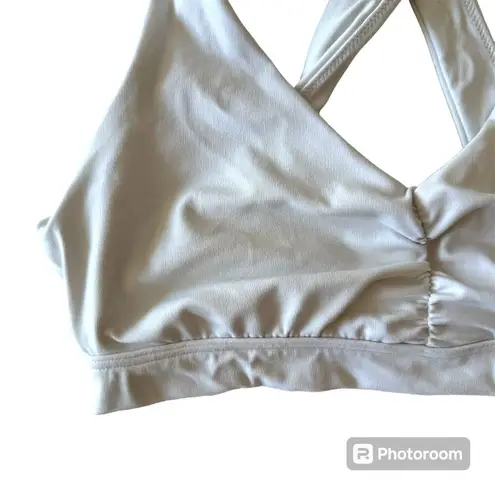 Aerie  | Offline White Cross Strap Sports Bra Size Large Stretch Medium Support