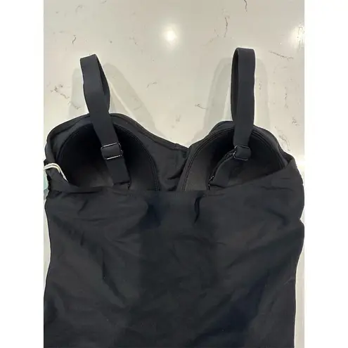 Shekini Women's One Piece Swimdress Black Size S Ruched Bodice Adjustable Straps