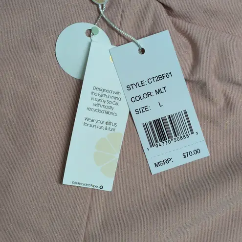 NWT Citrus Tie Dye Blue Pink Yellow Peach Ruched Waistband Swim Boy Shorts Large