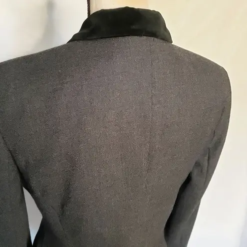 Rena Rowan Saville Wool Blazer Size 4 Velvet Collar Gray 4 Button Hour Glass