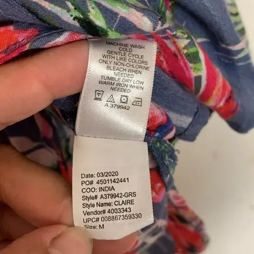 Haute Hippie women's medium swim cover kimono top floral blue tropical Hawaiian