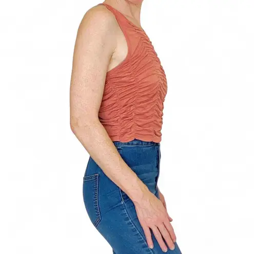 Free People Movement Orange Open Back Crop Ruched Work Out Tank Top