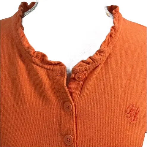 POLO JEANS COMPANY RALPH LAUREN MFG ORANGE COTTON LOGO WOMENS SHIRT LARGE