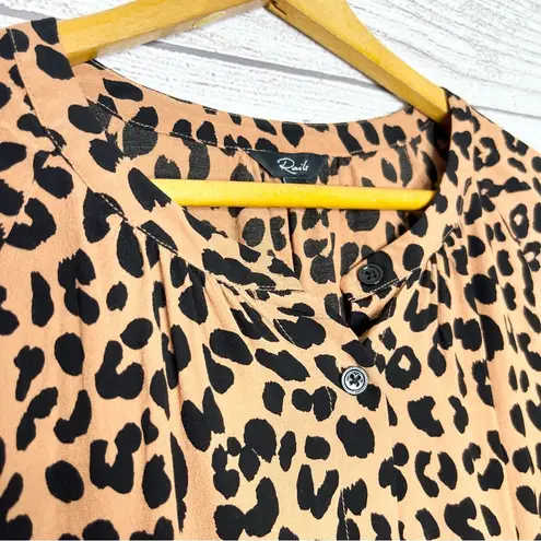 Rails Bella Jaguar Long Sleeve Leopard Print Shirt Dress Tie Waist Size Medium