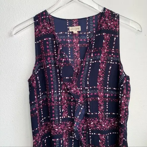 Maison Jules  Peplum Navy Floral Tank Top Blouse Small