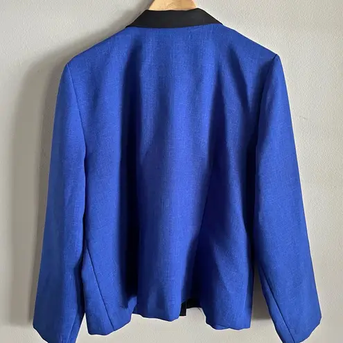 Koret Vintage Royal Blue Black Contrast Collar Button Blazer Top Women’s 14
