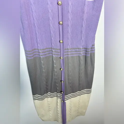 Ashley Stewart Lavender and Gray Striped Cardigan