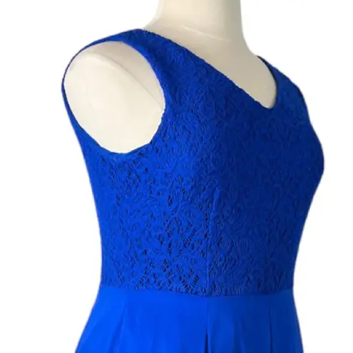 Alex Marie Fit Flare Dress Lace V-neck Sleeveless Royal Blue Plus Women’s 14