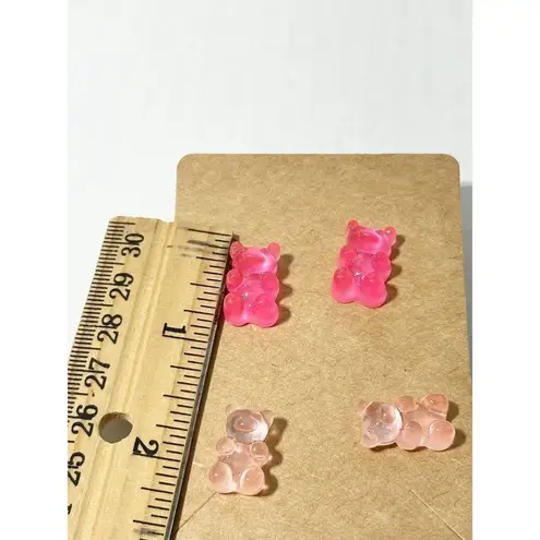 Gummy Bear Novelty Candy Lollies Earrings Studs 2 pairs Peach Pink Statement Pink