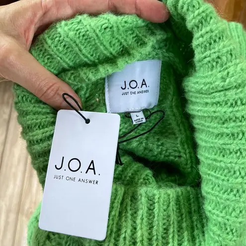J.O.A. Just One Answer Women's Green Cable Knit Turtleneck Sweater Size L Size L