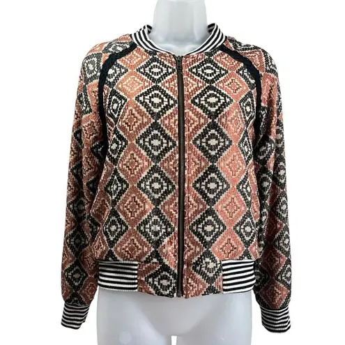 Saltwater Luxe Geometric Print Bomber Jacket Size XS
