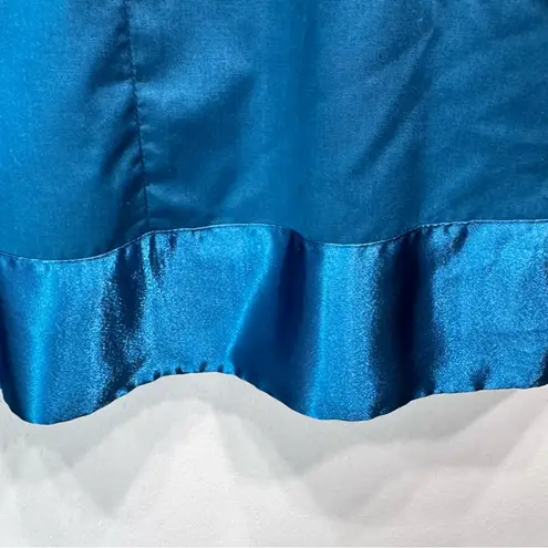 Denim 24/7 Vintage Y2K Teal Turquoise Popover Top Satin Trim Pleated Size 18W Blue