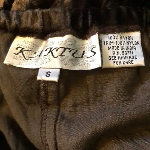 Kaktus Brown Velvet Maxi Skirt Lace Hem Boho S