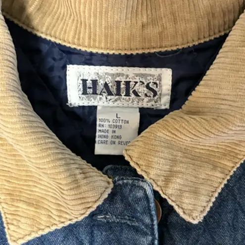VTG Haiks Size L Quilted Denim Blue Jean Chore Coat Country American Corduroy Size L