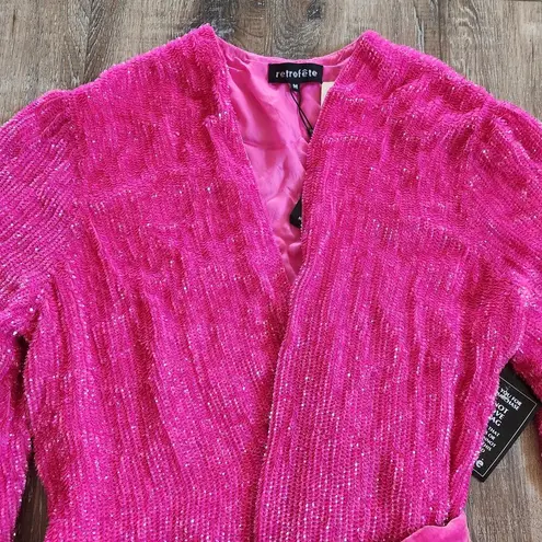 Retrofete Gabrielle Robe Dress in Pink Sequins Size Medium NWT Long Sleeve