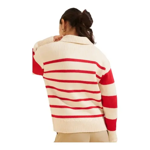 English Factory Red Stripe Knit Striped Collar Sweater Size M