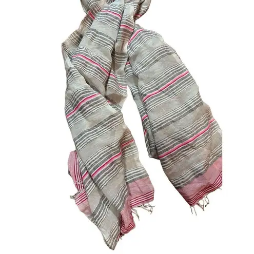 Lemlem silver white pink metallic scarf new