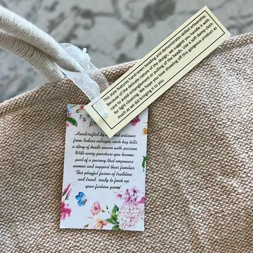 NWT Viral Tik Tok Beaded Sea Turtle Canvas Summer Beach Tote Bag Handcrafted Green